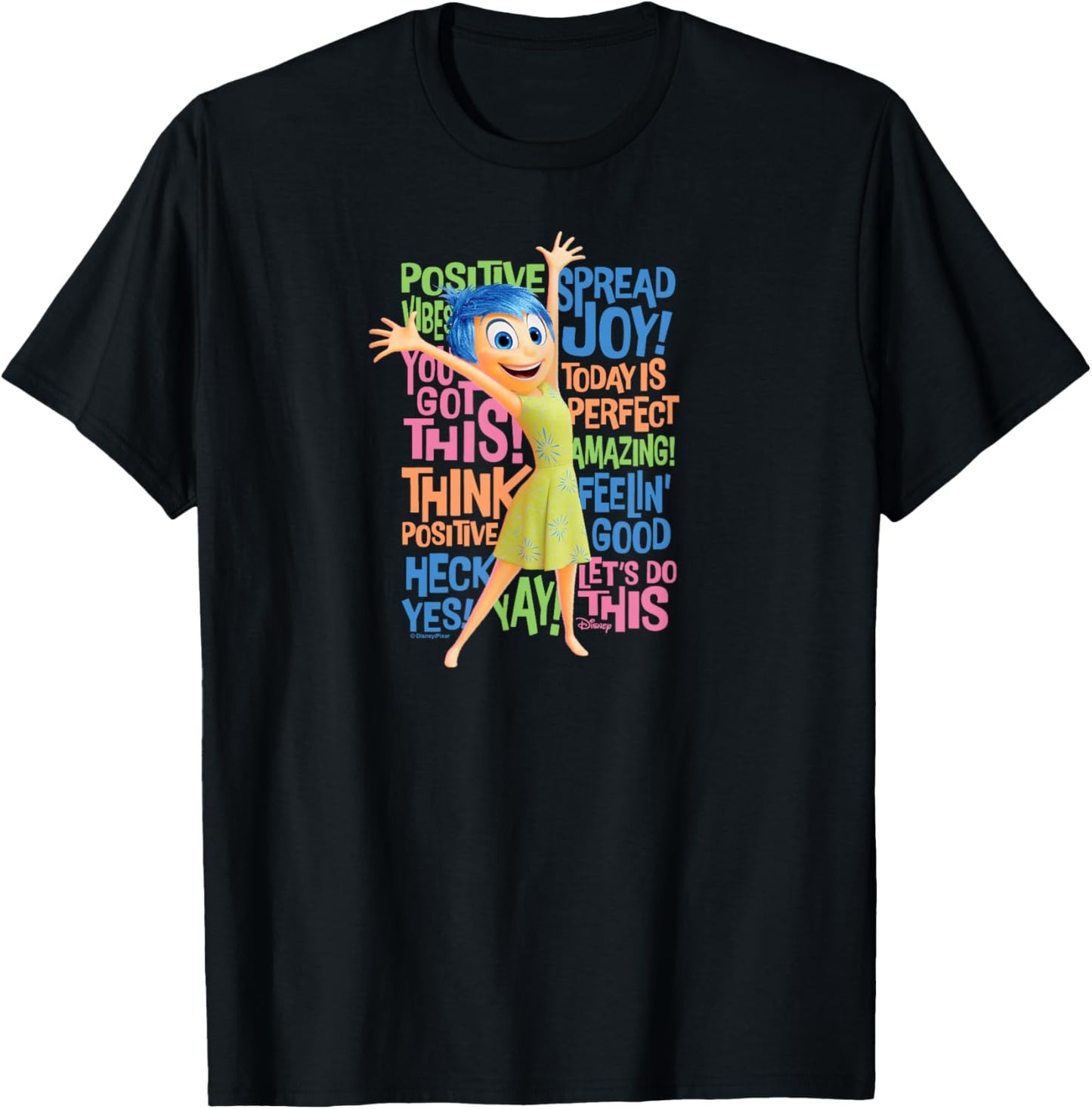 Inside Out 2 - Joy Character Positive Words T-Shirt - T-Shirt | Black