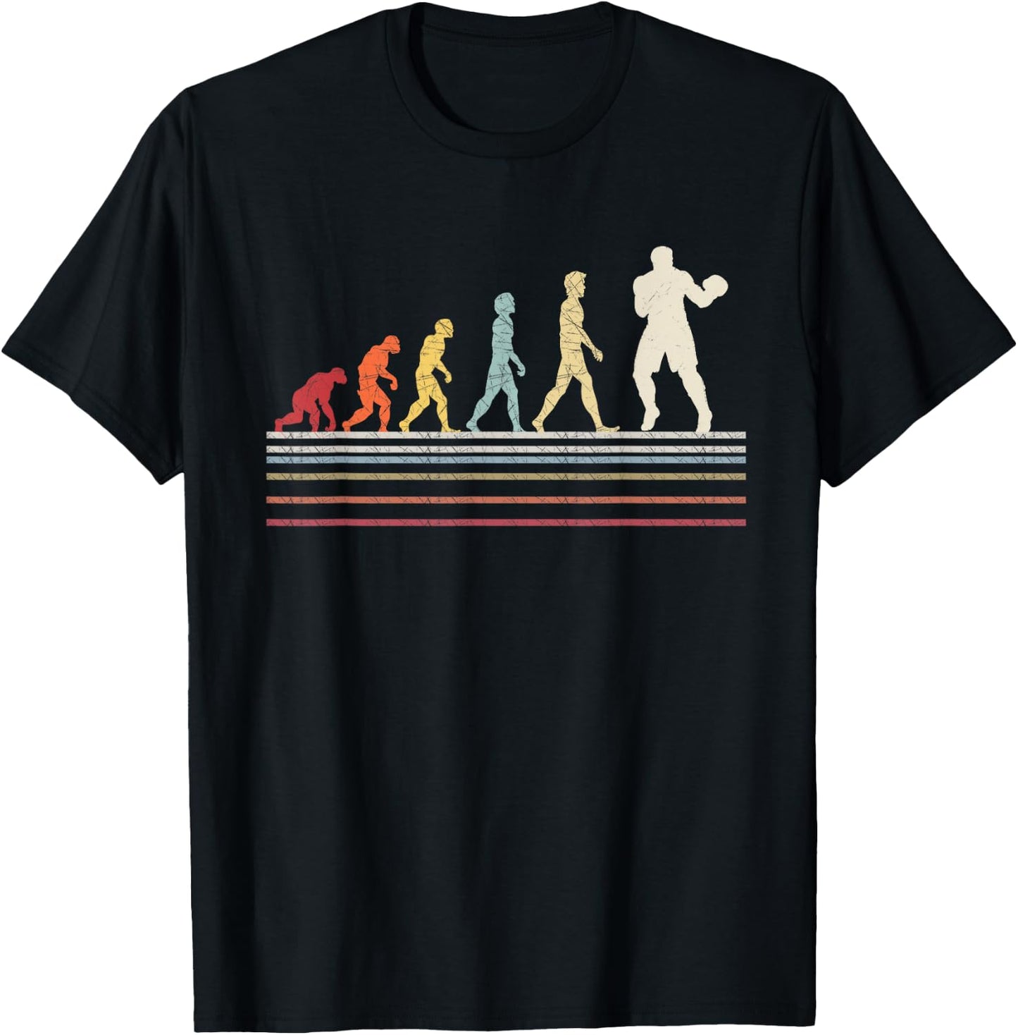 Boxing Evolution Funny Boxer Gift Retro Vintage Boxing T-Shirt - T-Shirt | Black