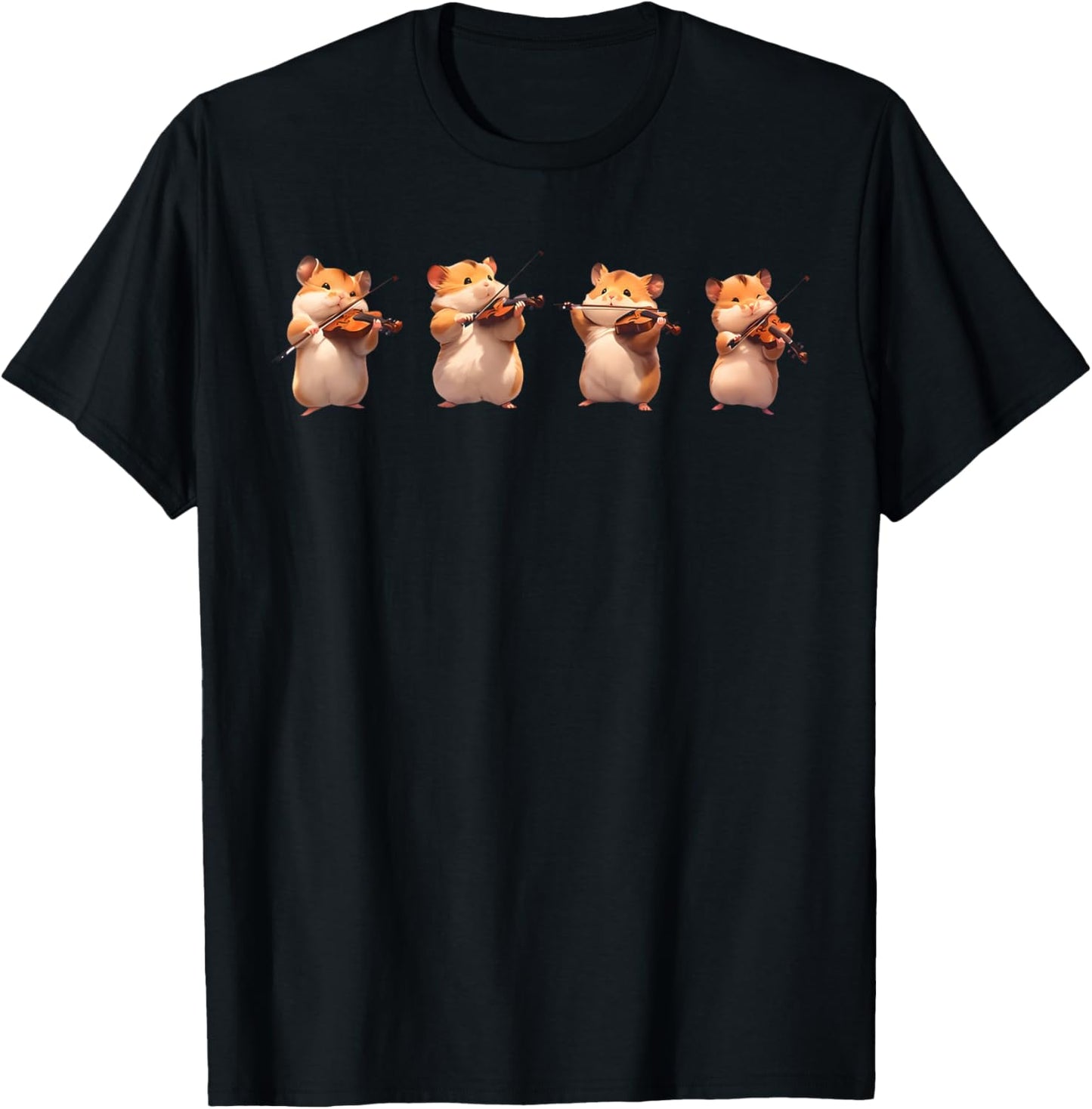 Hamsters Playing The Violin Girl Women Hamster Lover T-Shirt - T-Shirt | Black