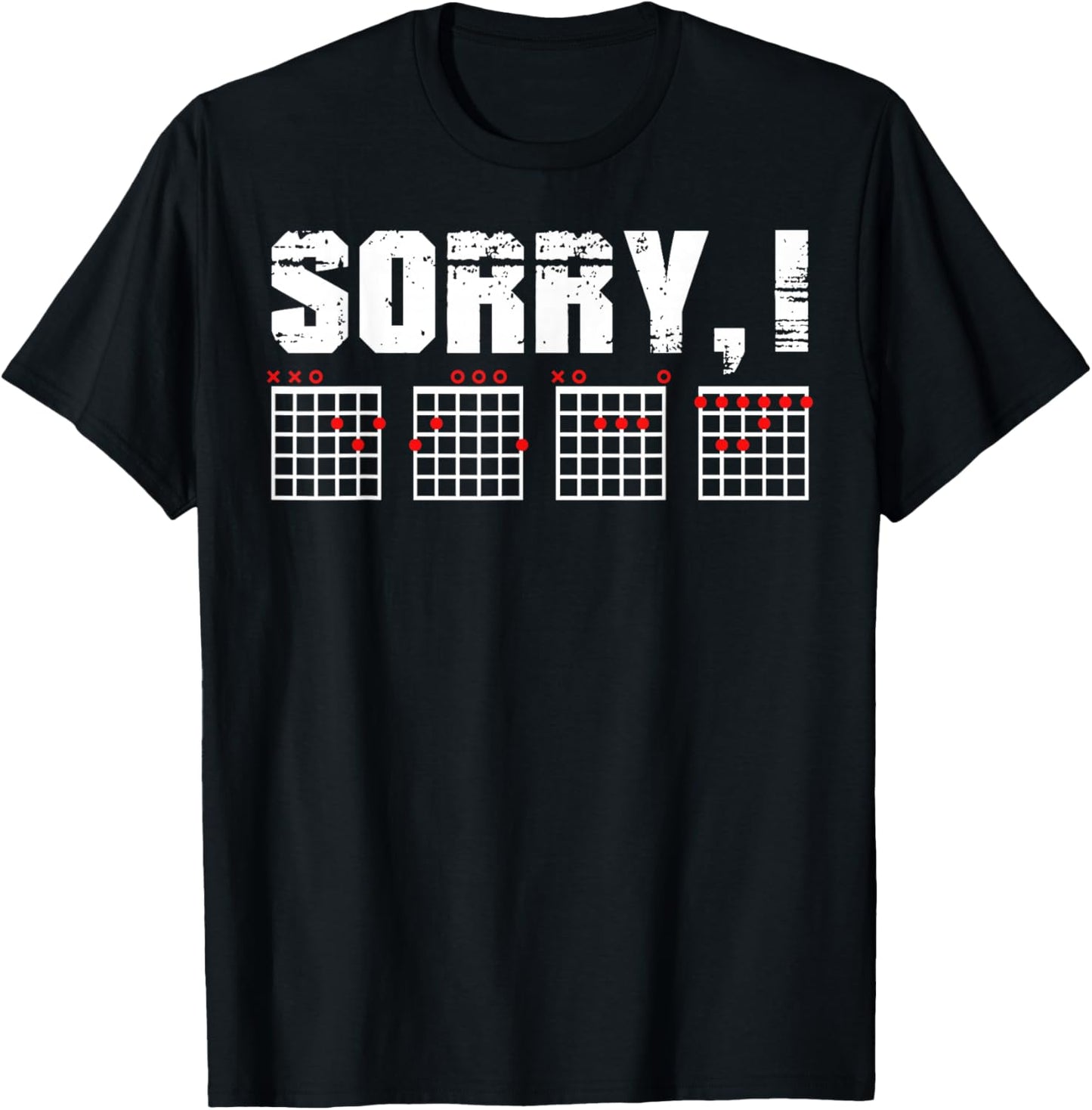 Sorry I-DGAF Funny Hidden Message Guitar Chords Guitarist T-Shirt - T-Shirt | Black