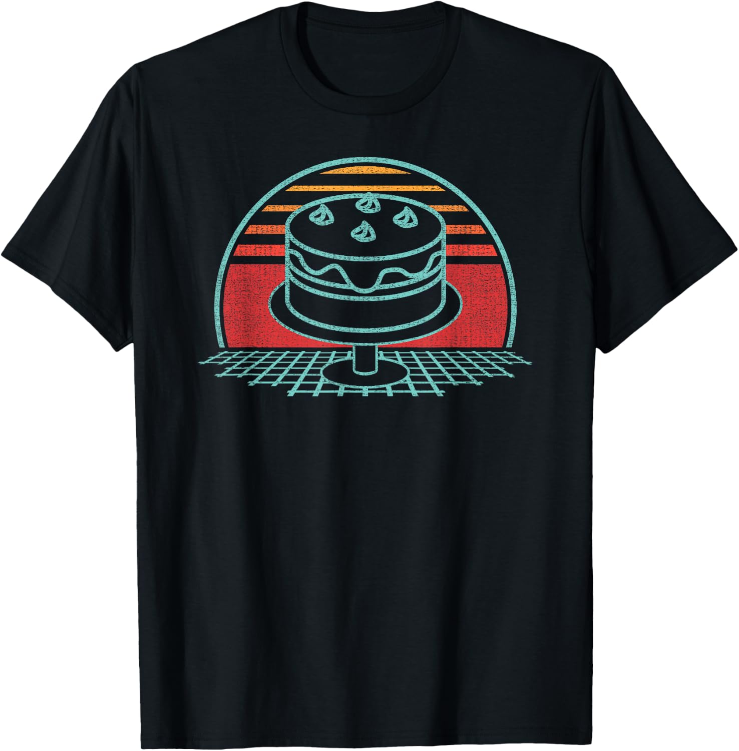 Cake Retro Foodie Vintage 80s Style Gift T-Shirt - T-Shirt | Black