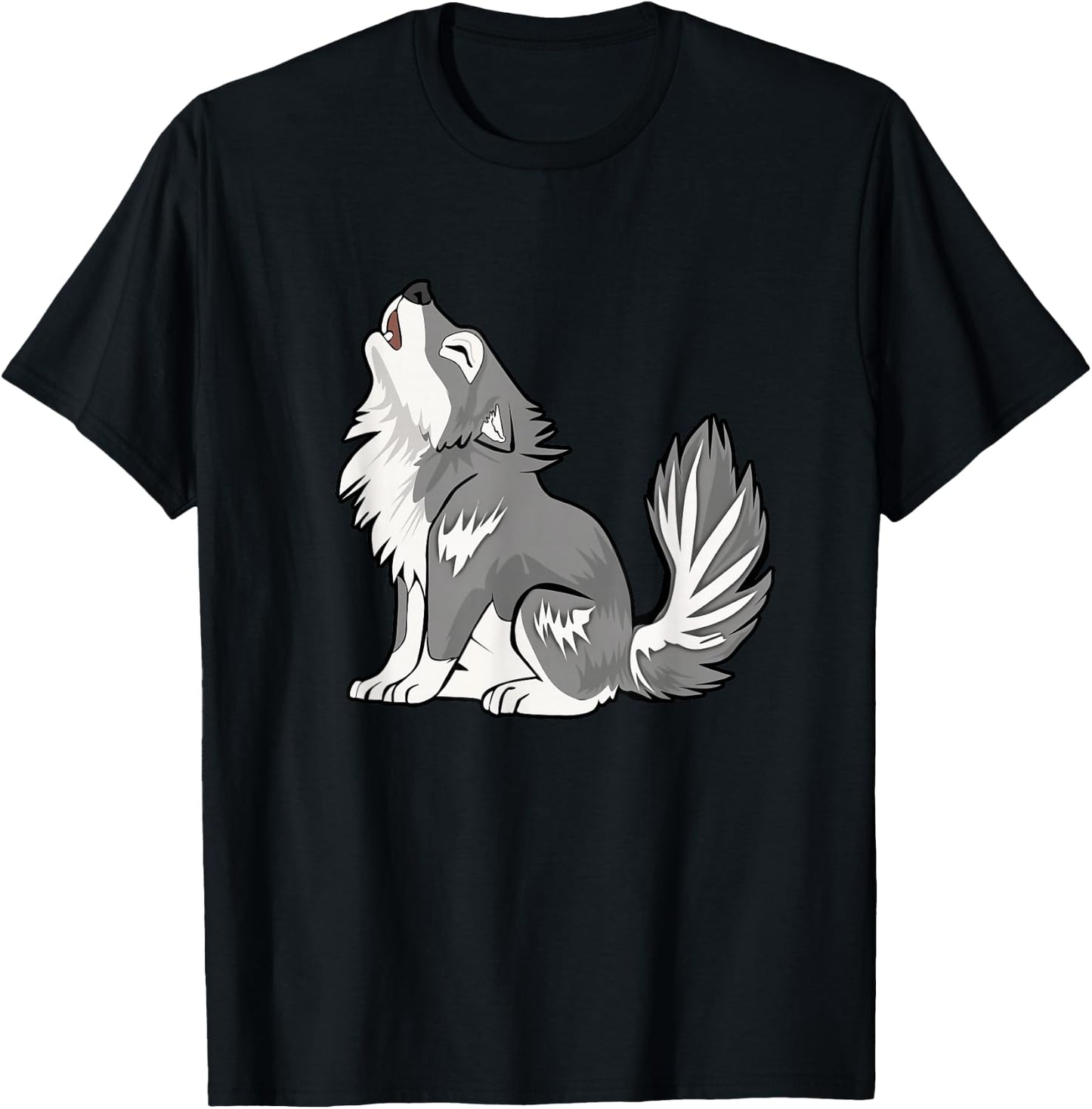 Cute Baby Howling Wolf Cub Sketch Gifts Costume Stuff Kids T-Shirt - T-Shirt | Black