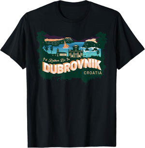 I'd Rather Be in Dubrovnik Croatia Vintage Souvenir T-Shirt - T-Shirt | Black