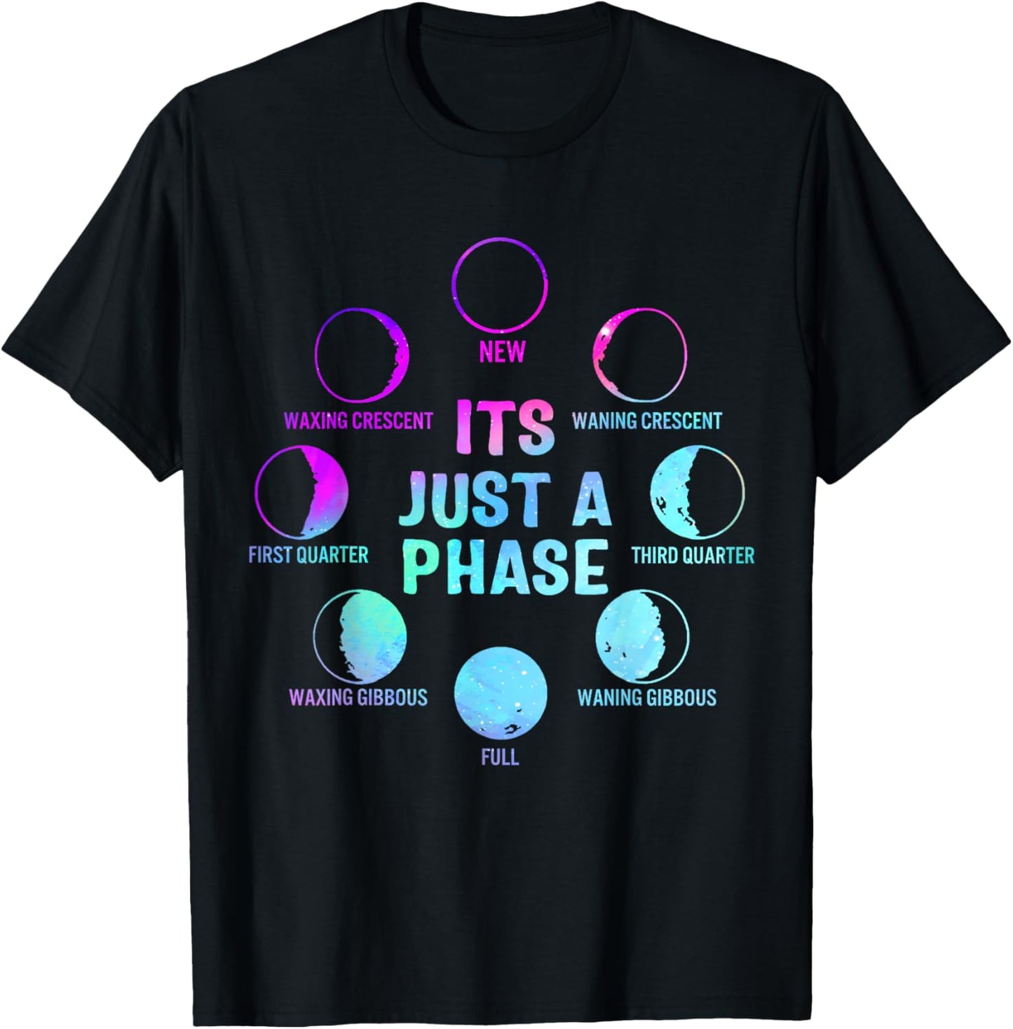 It's Just A Phase Celestial Moon Lunar Cycle Astronomy Kids T-Shirt - T-Shirt | Black