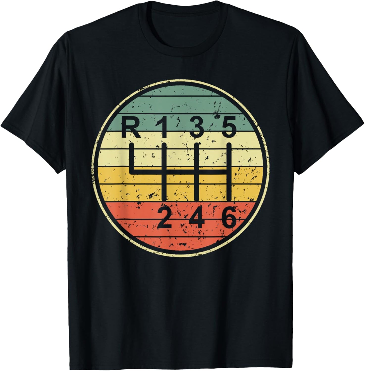 Funny Manual Transmission Shift Pattern Stick Shift 6 Speed T-Shirt - T-Shirt | Black