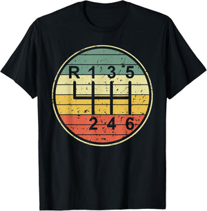 Funny Manual Transmission Shift Pattern Stick Shift 6 Speed T-Shirt - T-Shirt | Black