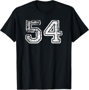 Number 54 Shirt Baseball Football Soccer Birthday T-Shirt - T-Shirt | Black
