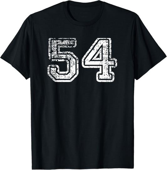 Number 54 Shirt Baseball Football Soccer Birthday T-Shirt - T-Shirt | Black