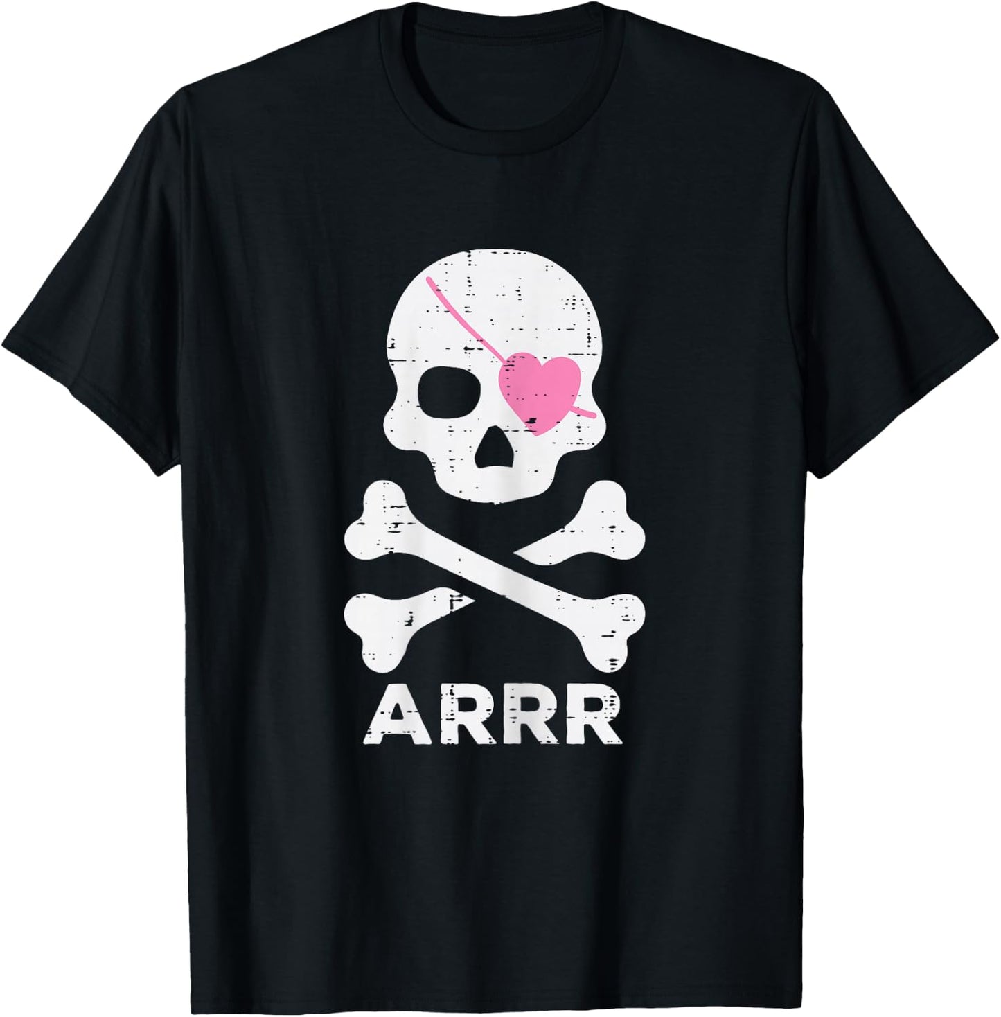 Arrr Pirate Heart Eyepatch Halloween Women Toddler Girl Kids T-Shirt - T-Shirt | Black