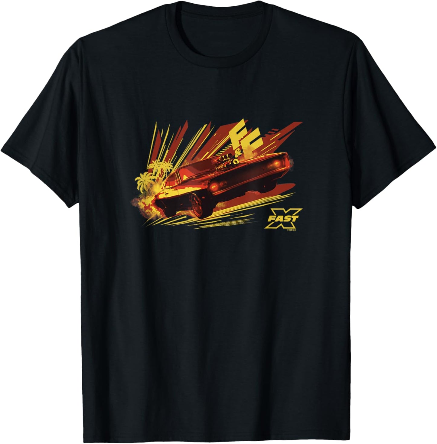 Fast X Dom Toretto Vintage Palm Tree Charger Race T-Shirt - T-Shirt | Black