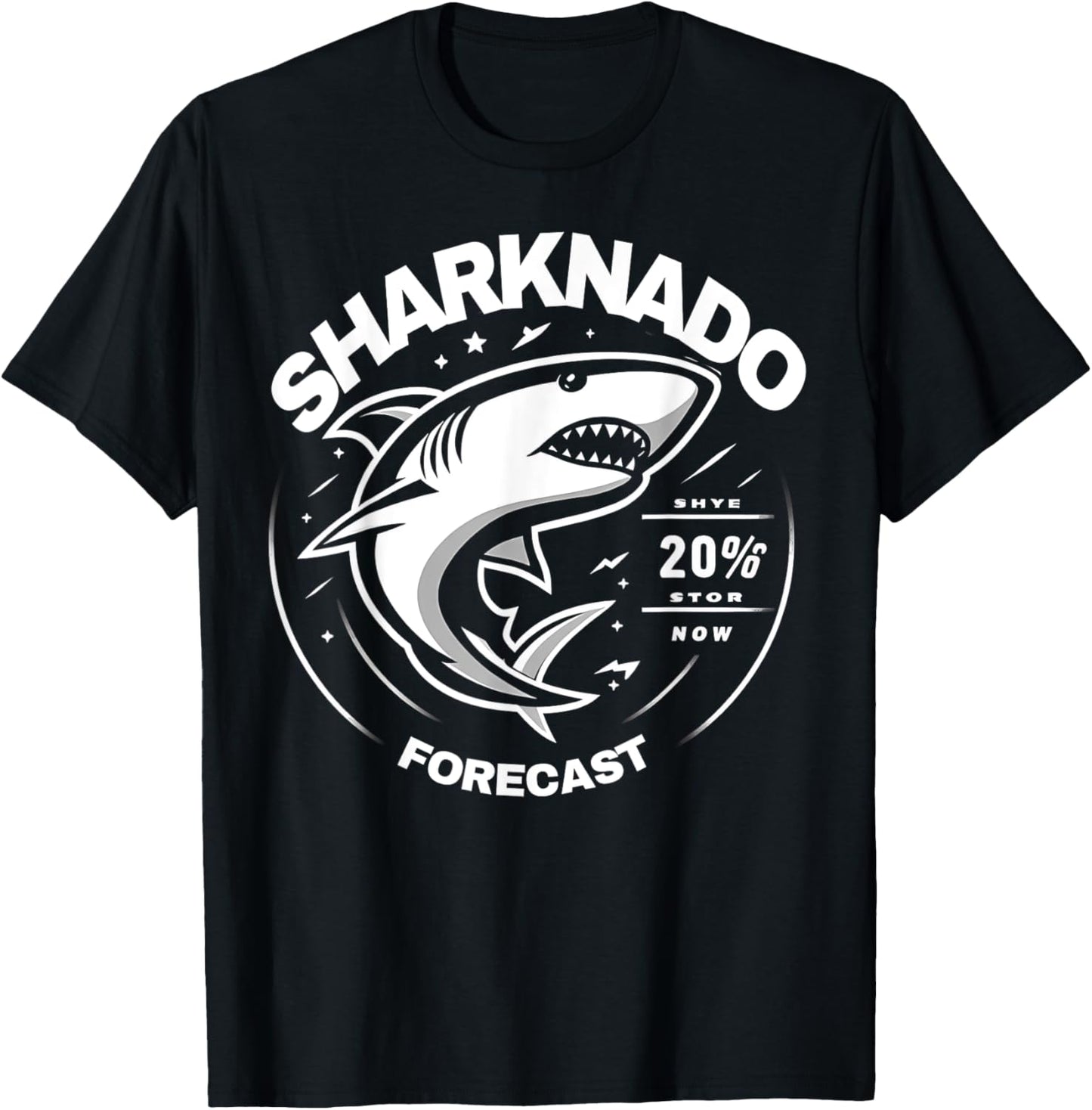 Shark Sharknado Forecast Funny Graphic T-Shirt - T-Shirt | Black