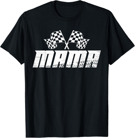 Mama Pit Crew Family Racing Birthday Race Car T-Shirt - T-Shirt | Black