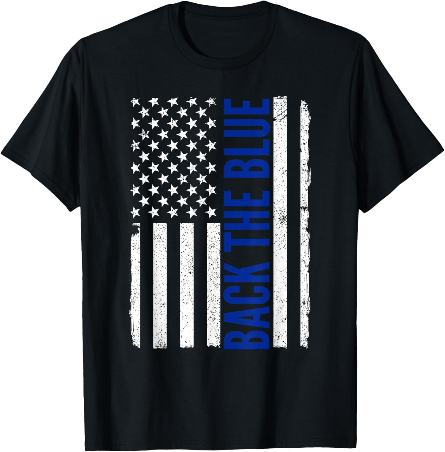 Back the Blue - Thin Blue Line Flag - Pro Police Support T-Shirt - T-Shirt | Black