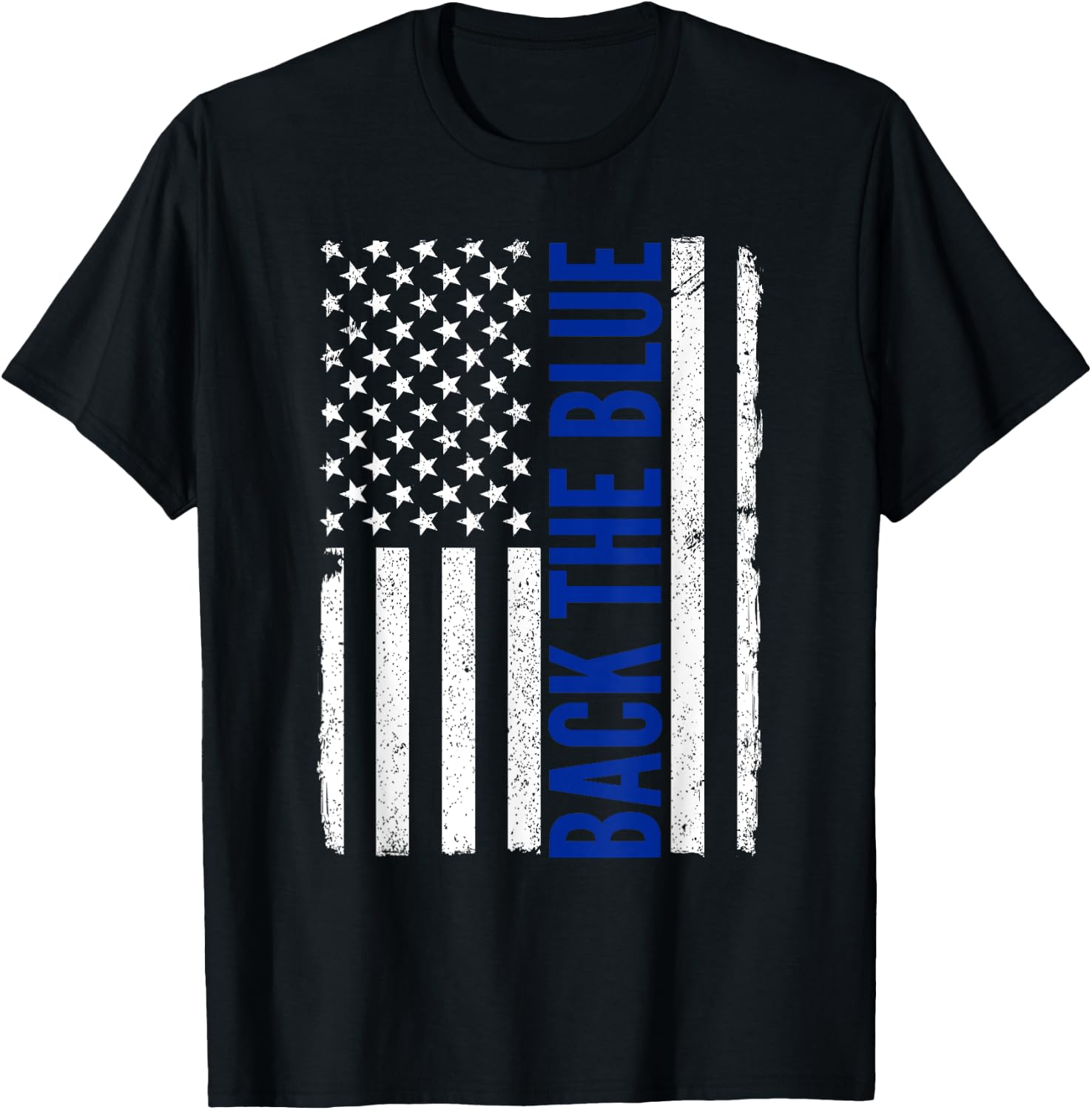 Back the Blue - Thin Blue Line Flag - Pro Police Support T-Shirt - T-Shirt | Black