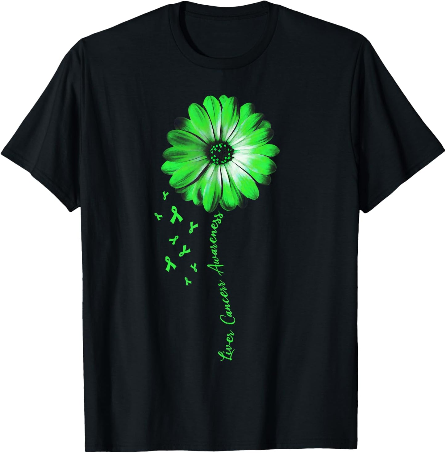Daisy Flower Liver Cancer Awareness Gifts T-Shirt - T-Shirt | Black