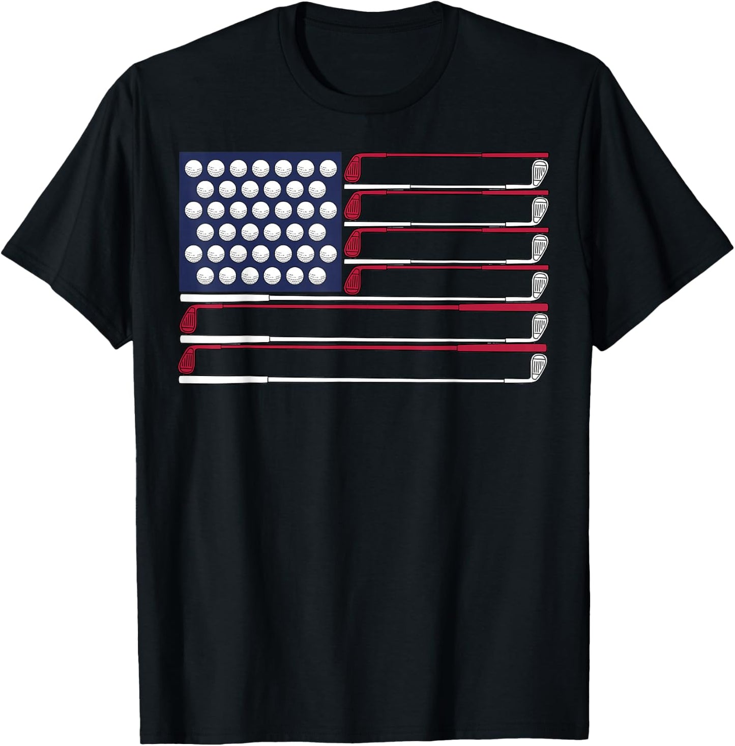 Patriotic Golf American 4th of July Golf Clubs American Flag T-Shirt - T-Shirt | Black