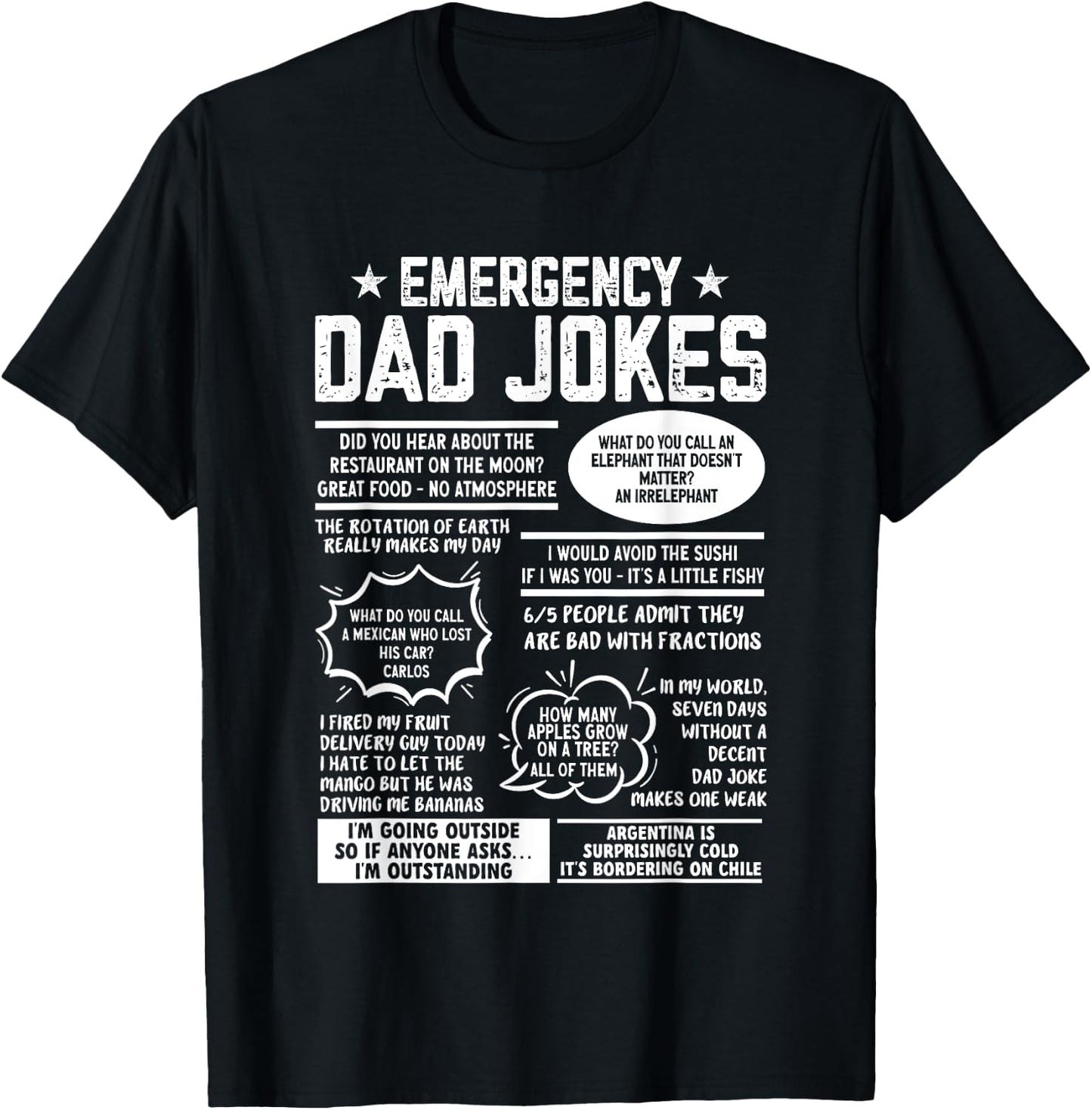 Emergency Dad Jokes Funny Pun Dad Joke T-Shirt - T-Shirt | Black