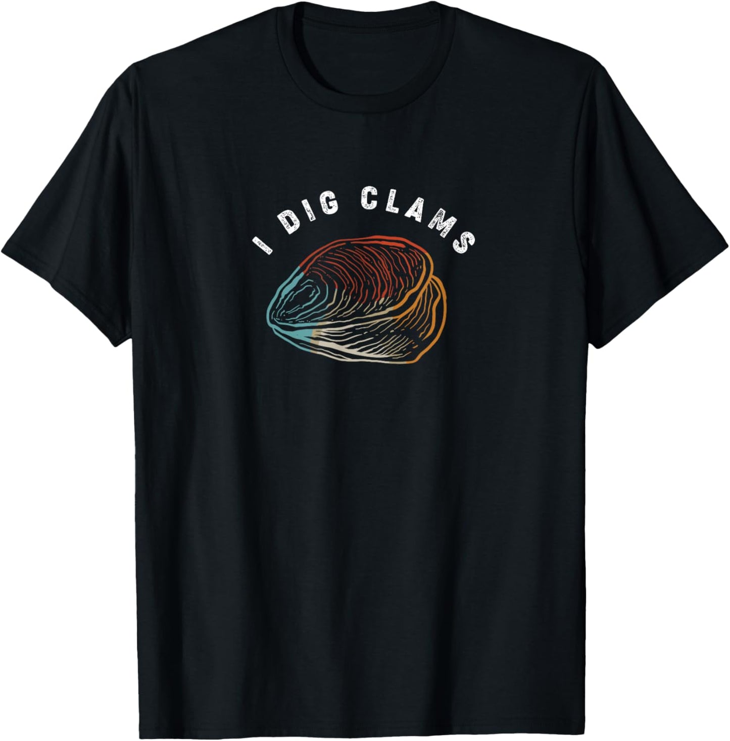 Retro Clam Shell Digger Clamming I Dig Clams T-Shirt - T-Shirt | Black
