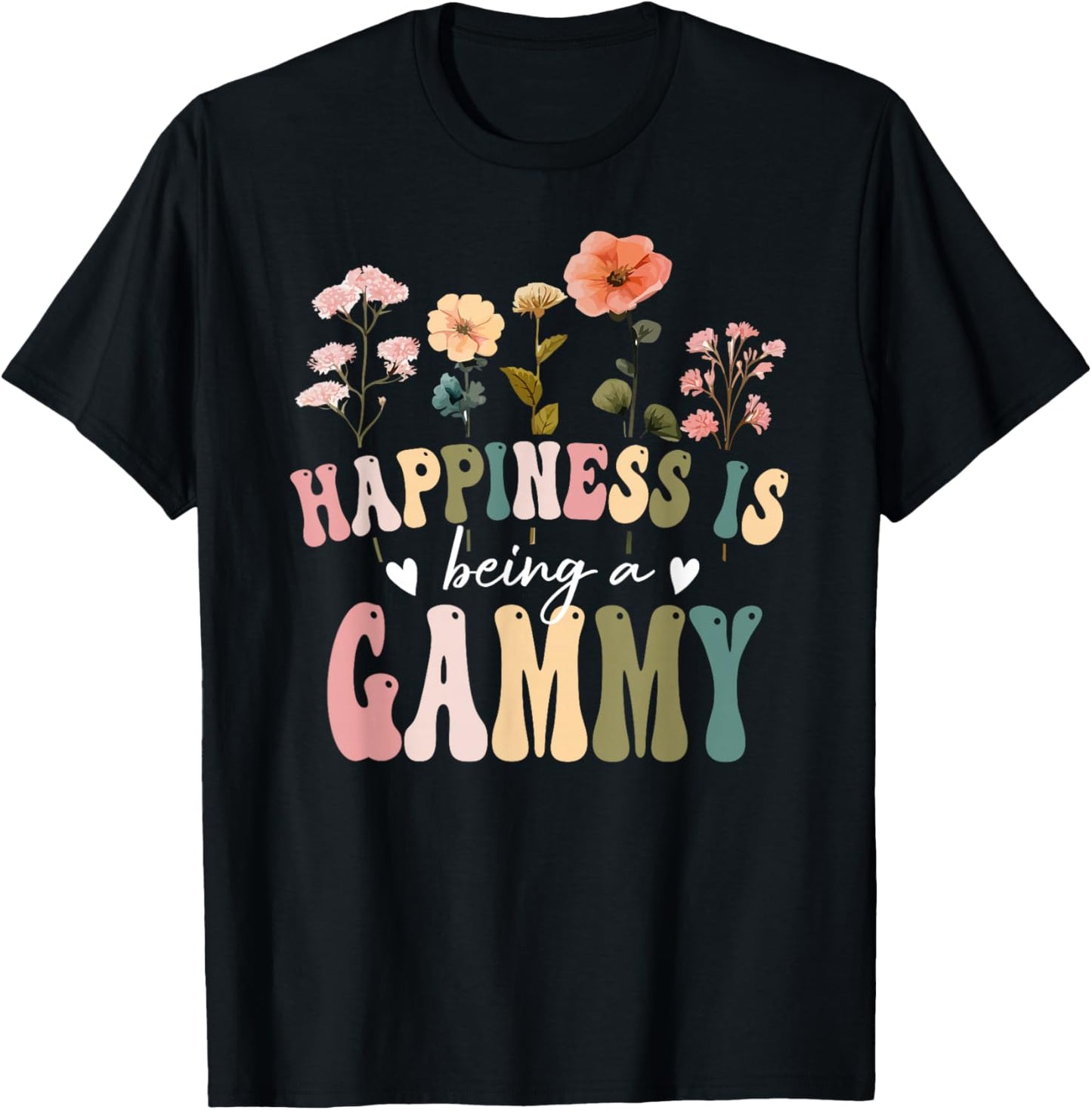 Happiness is Being a Gammy Floral Design Gammy Mother's Day T-Shirt - T-Shirt | Black