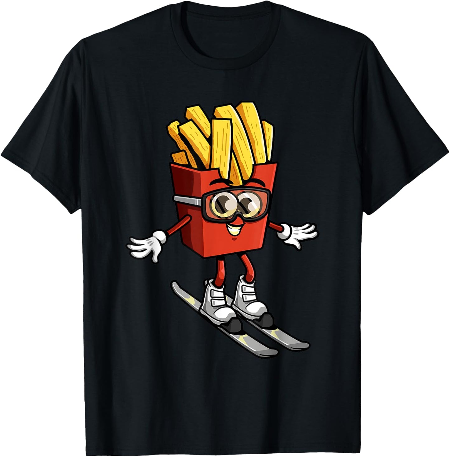 Funny French Fry Ski Potato Fries Skiing Instructor Outfit T-Shirt - T-Shirt | Black