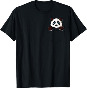 Cute Panda In Pocket Giant Bear Animal Lover Boys Girls T-Shirt - T-Shirt | Black