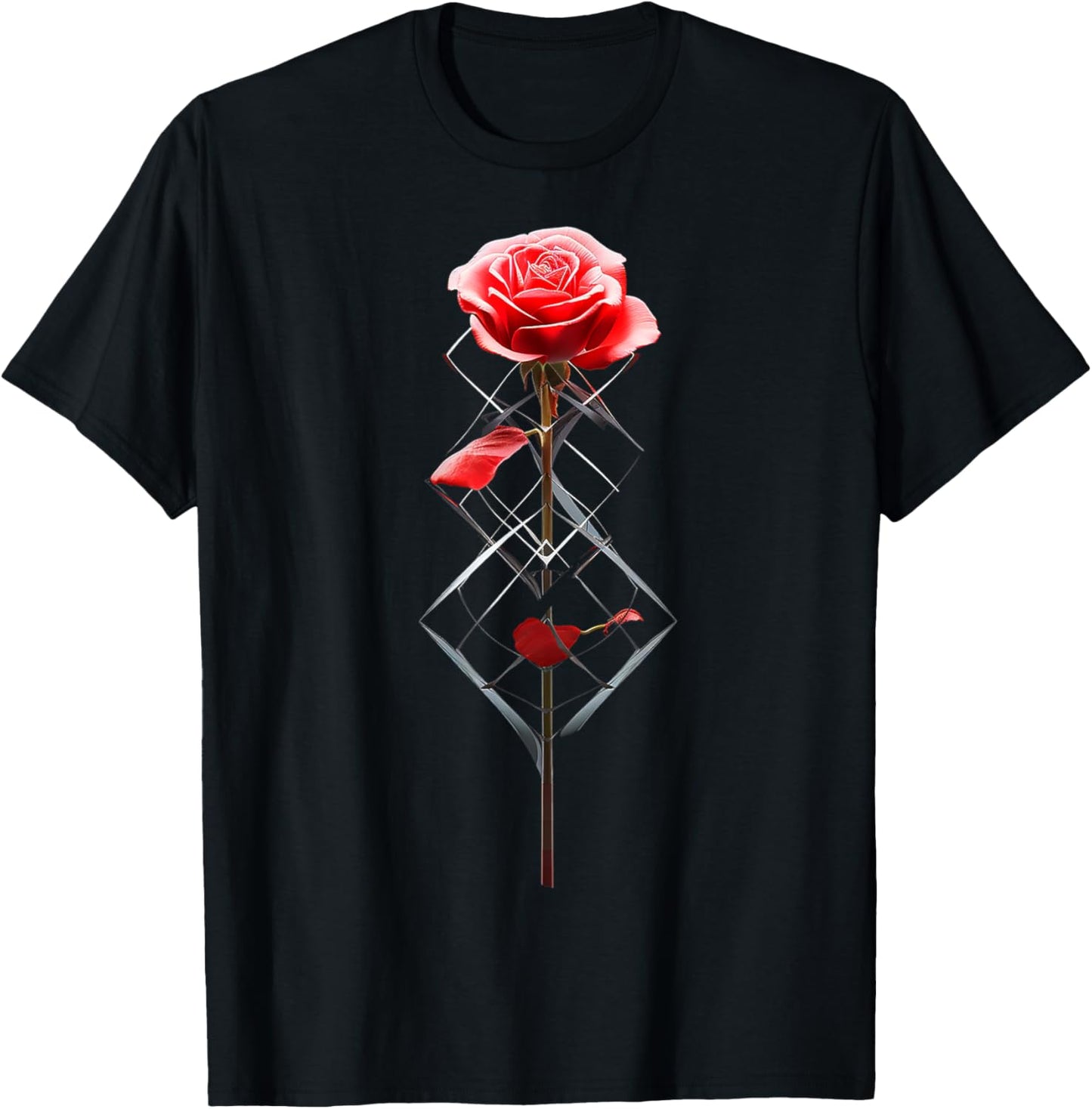Rose Nature Artwork DNA Art Graphic Rose T-Shirt - T-Shirt | Black