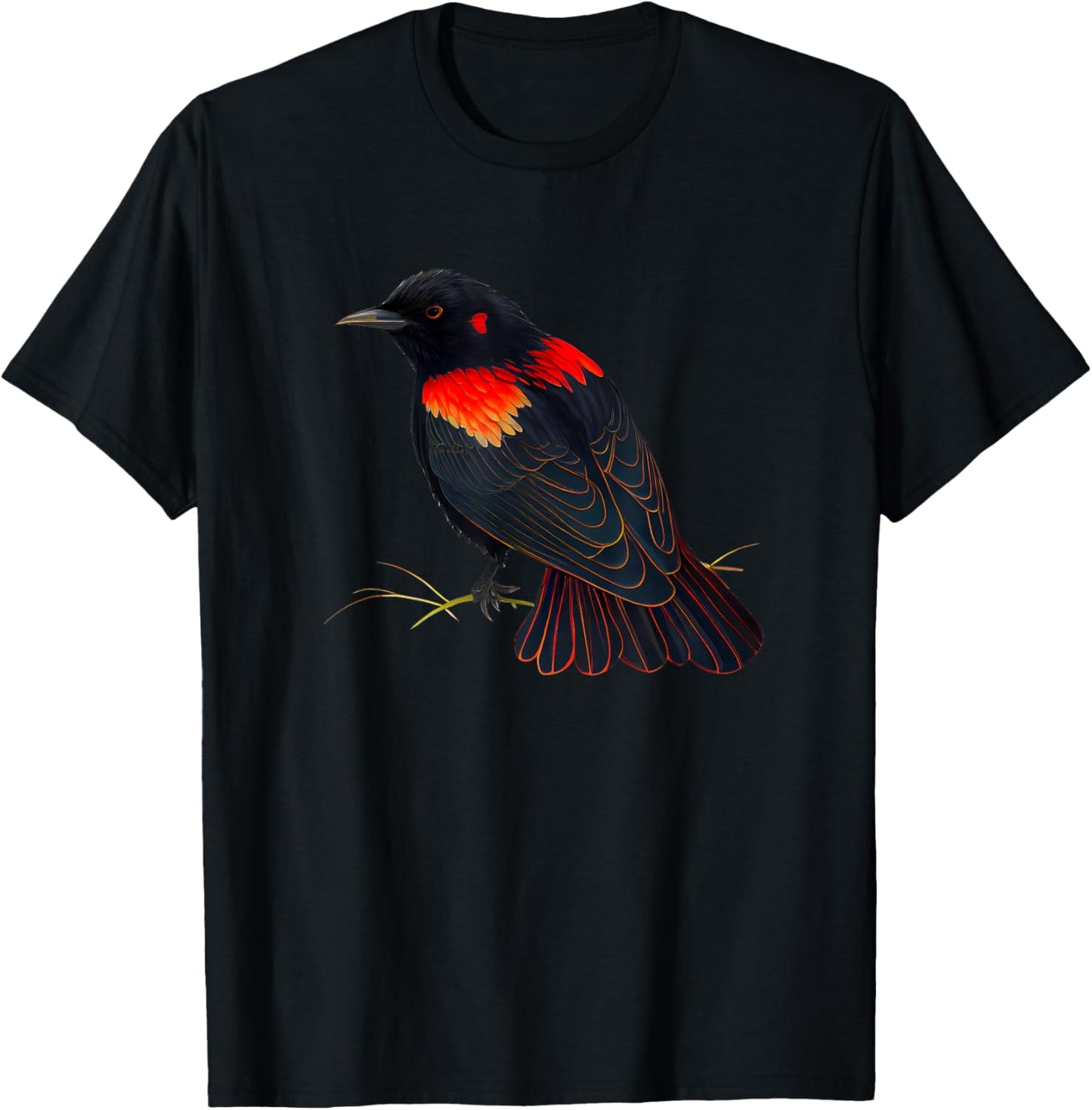 Red-Winged Blackbird Flying Red Winged Blackbird T-Shirt - T-Shirt | Black