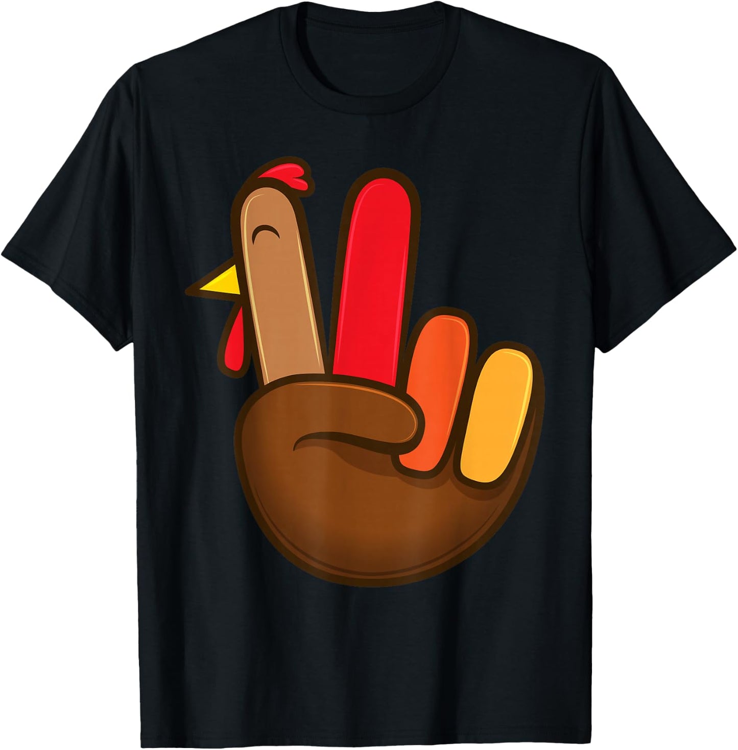Peace Sign Turkey Hand Shirt Thanksgiving Hippie Men Women T-Shirt - T-Shirt | Black