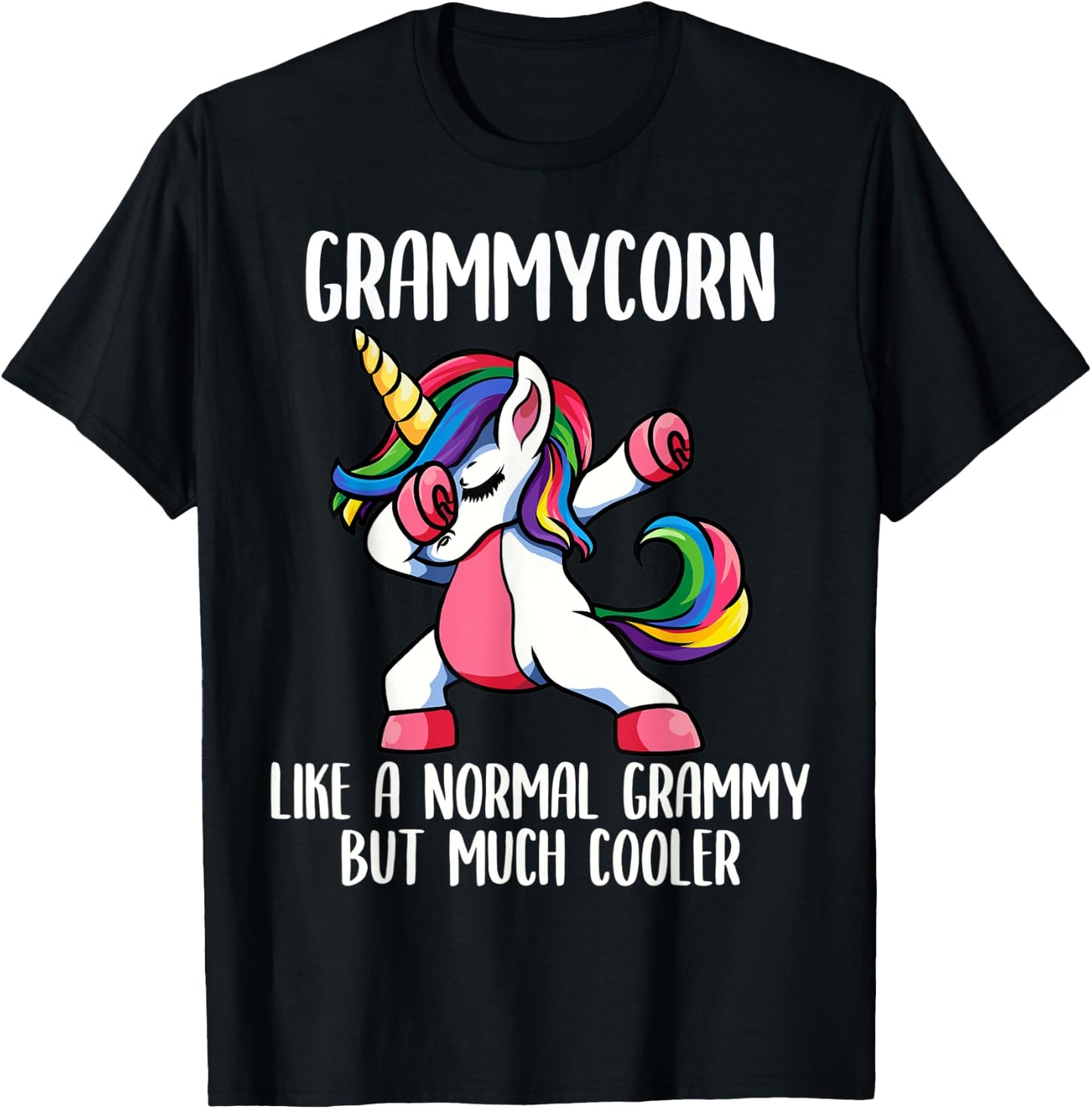 Unicorn Grammy Girl Birthday Party Apparel, GrammyCorn Cute T-Shirt - T-Shirt | Black