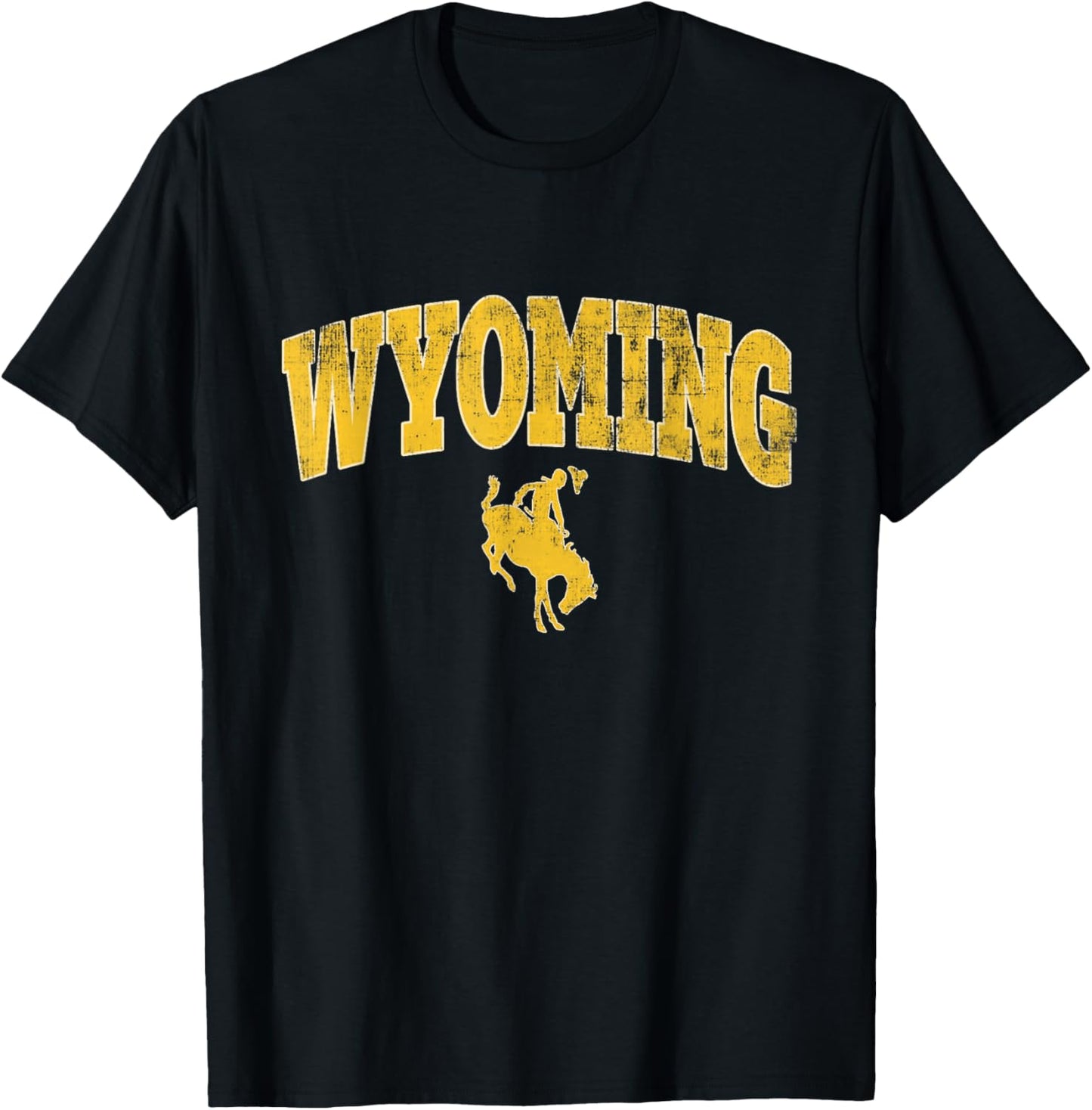 Wyoming Funny Retro Cowboy Riding A Bucking Horse T-Shirt - T-Shirt | Black