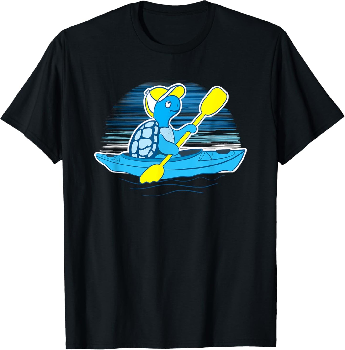 Tortoise Kayaker Kayaking Graphic Turtle Kayak T-Shirt - T-Shirt | Black