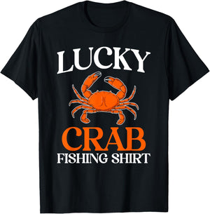 Lucky Crab Fishing Funny Crabbing Crabs Lover Graphic T-Shirt - T-Shirt | Black