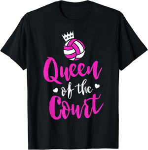 Volleyball Queen Shirt for Girls Cute Player Coach Gift T-Shirt - T-Shirt | Black