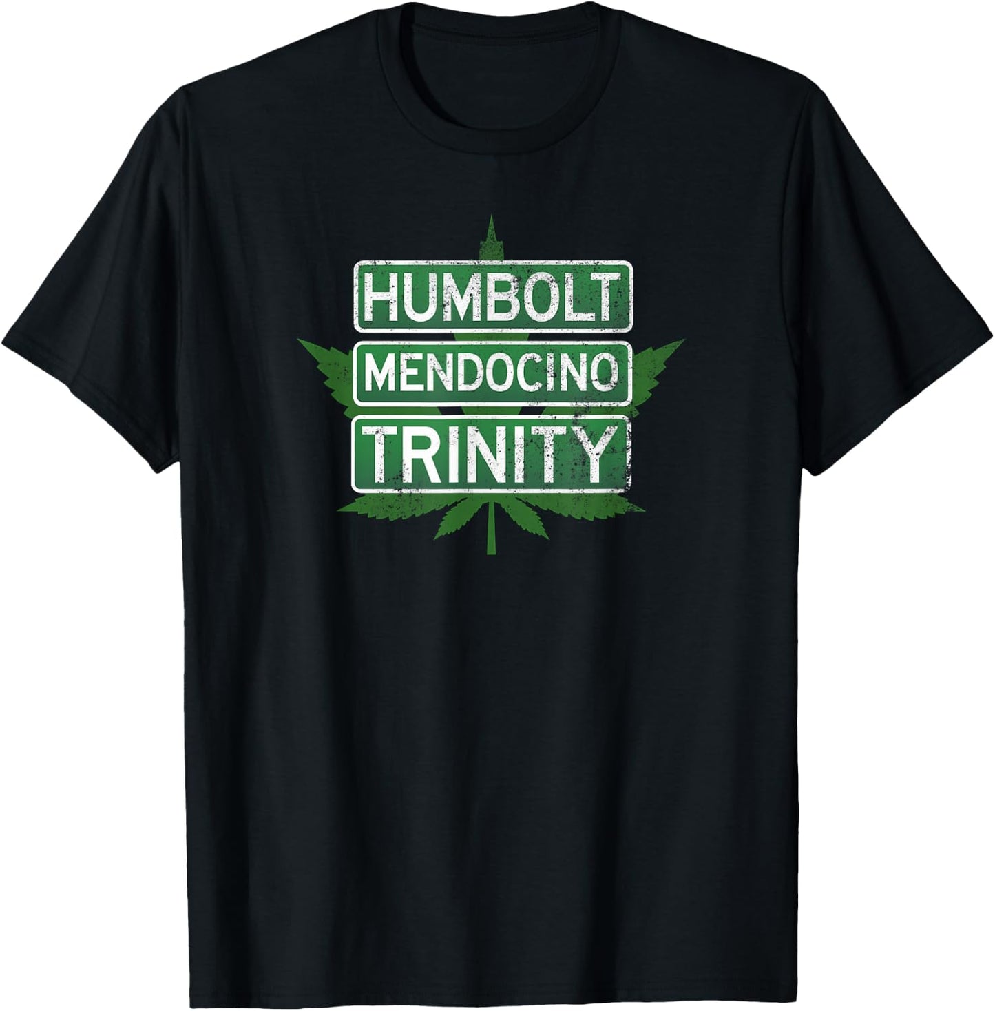 Humbolt Mendocino Trinity | Distressed Style T-Shirt - T-Shirt | Black