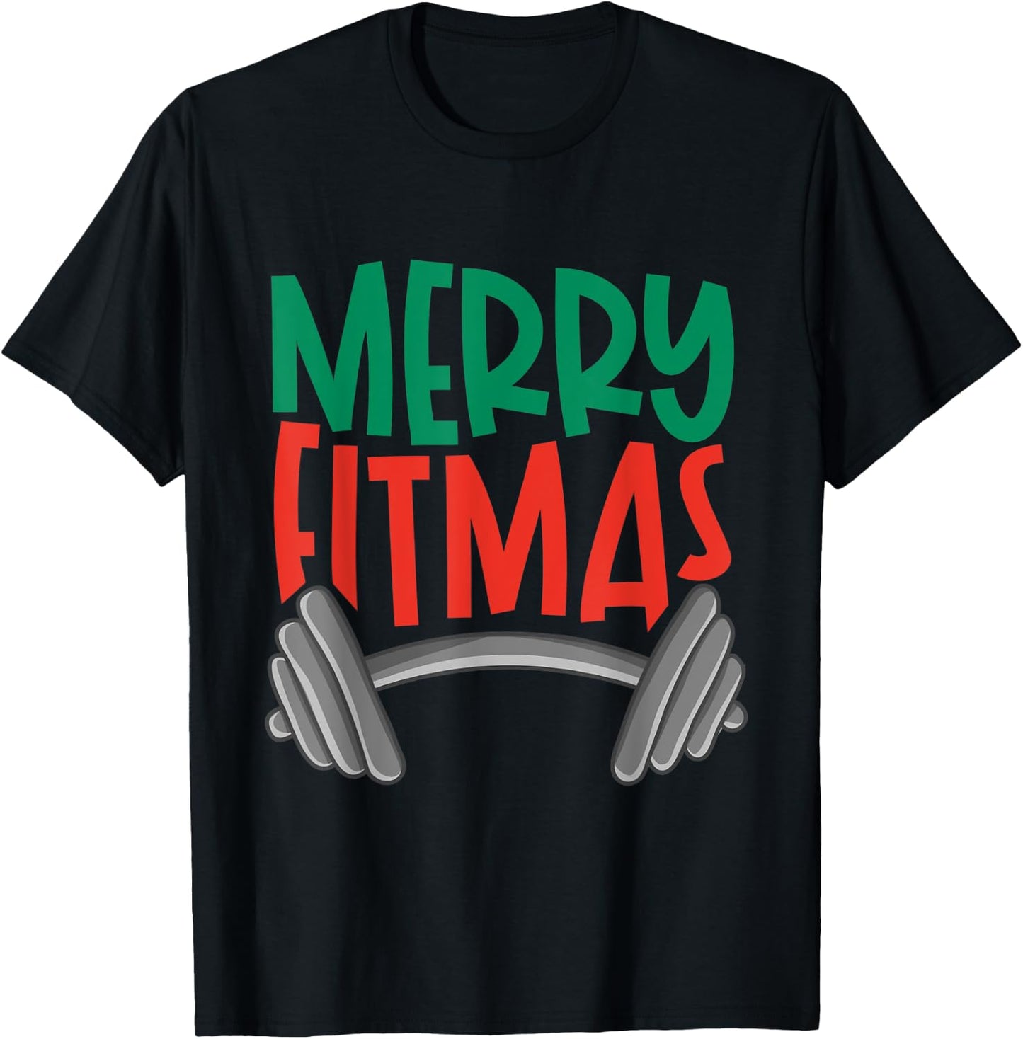 Funny Merry Fitmas Merry Christmas Fitness Nut Gift T-Shirt - T-Shirt | Black