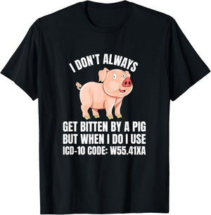 ICD-10 Code W55.41XA Humor Medical Coding Medics Coder T-Shirt - T-Shirt | Black