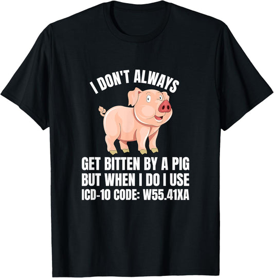 ICD-10 Code W55.41XA Humor Medical Coding Medics Coder T-Shirt - T-Shirt | Black