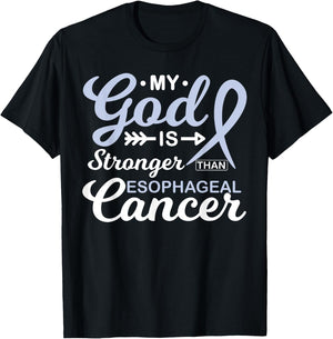 My God is Stronger Than Esophageal Cancer Awareness Warrior T-Shirt - T-Shirt | Black