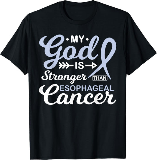 My God is Stronger Than Esophageal Cancer Awareness Warrior T-Shirt - T-Shirt | Black