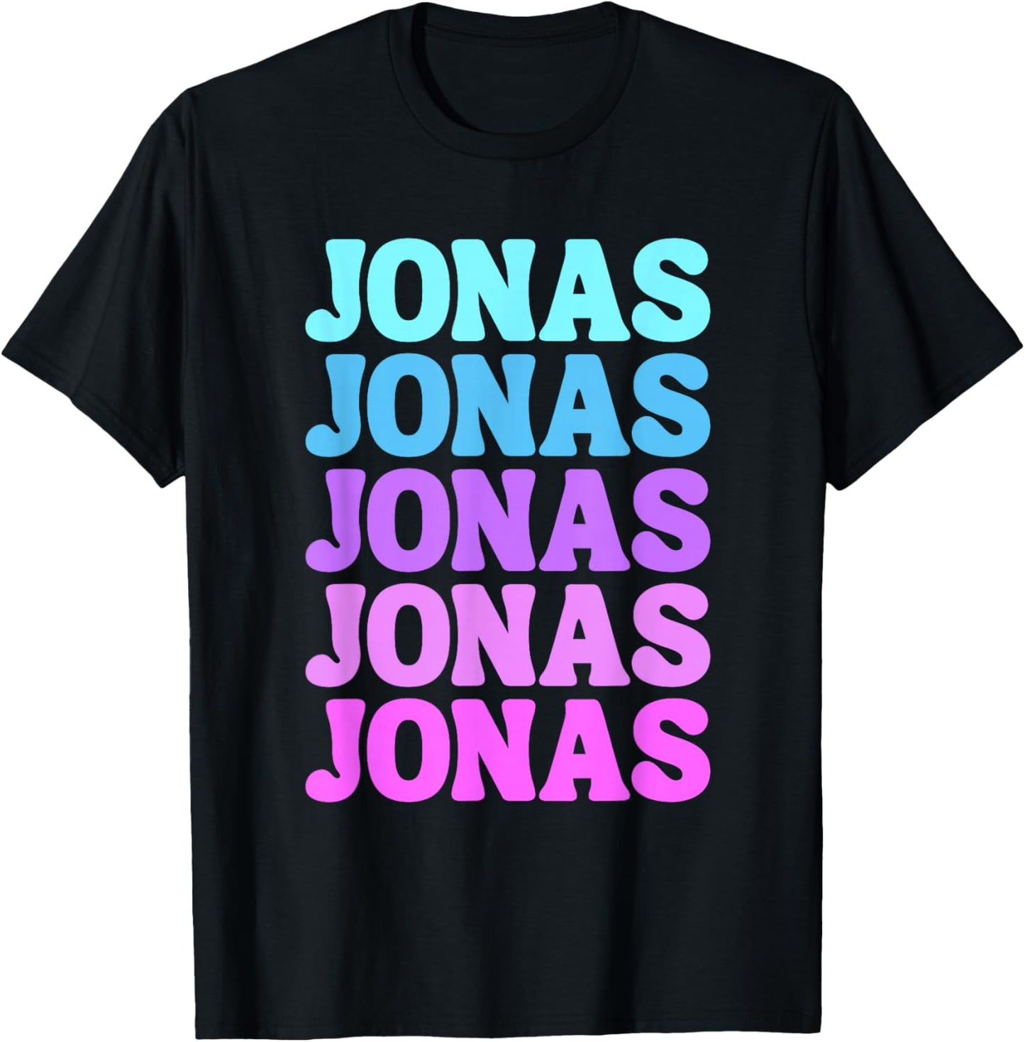 Retro Jonas First Name Boy Personalized Girl Groovy 80's T-Shirt - T-Shirt | Black