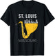 St Louis Skyline Souvenir Saxophone Jazz Music St Louis T-Shirt - T-Shirt | Black