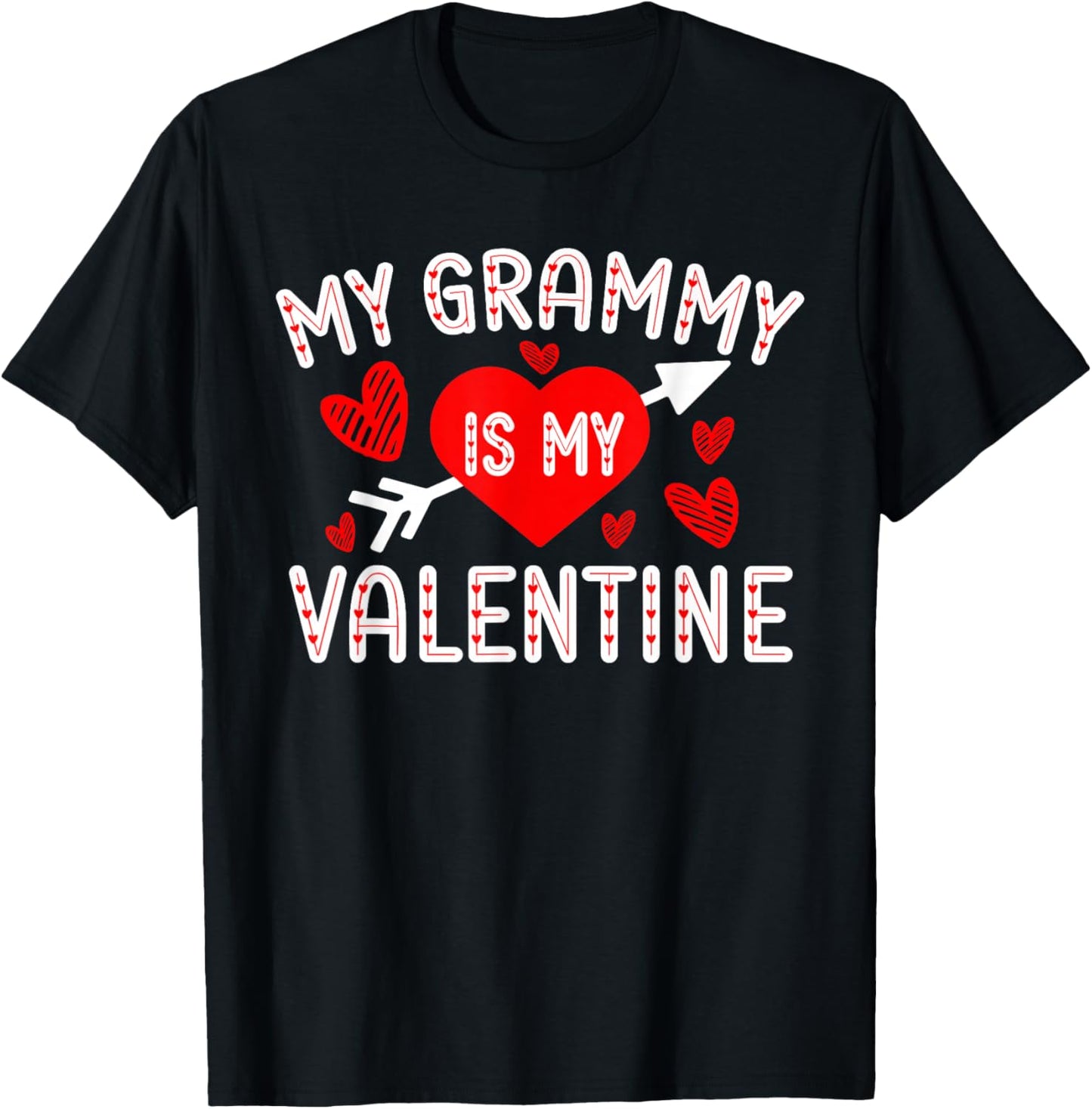 My Grammy Is My Valentine Cute Heart Valentine's Day T-Shirt - T-Shirt | Black