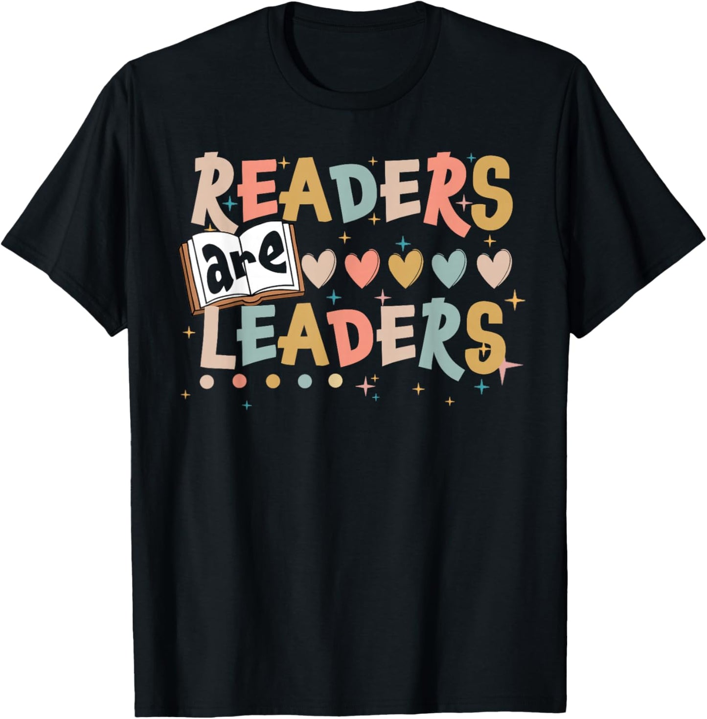 Retro Readers Are Leaders Cute Heart Back To School T-Shirt - T-Shirt | Black
