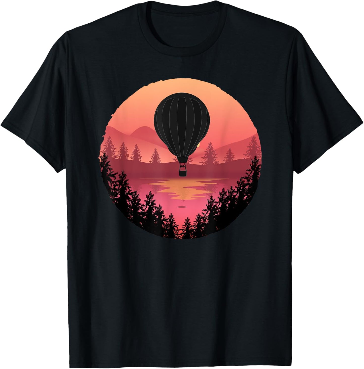 Pretty Flying Hot Air Balloon: Cool Sunset Ballooning Lovers T-Shirt - T-Shirt | Black