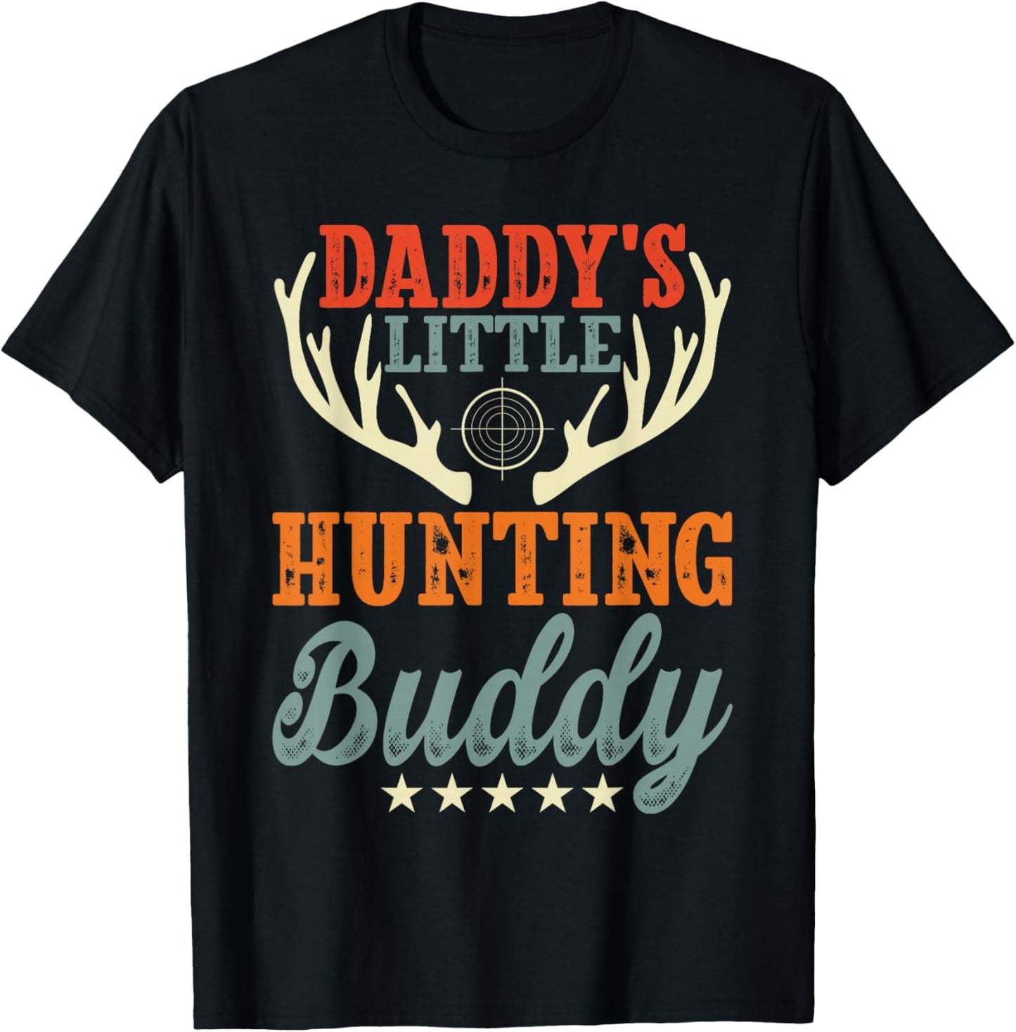 Retro Daddy's Little Hunting Buddy For Dad Boy Funny Deer T-Shirt - T-Shirt | Black