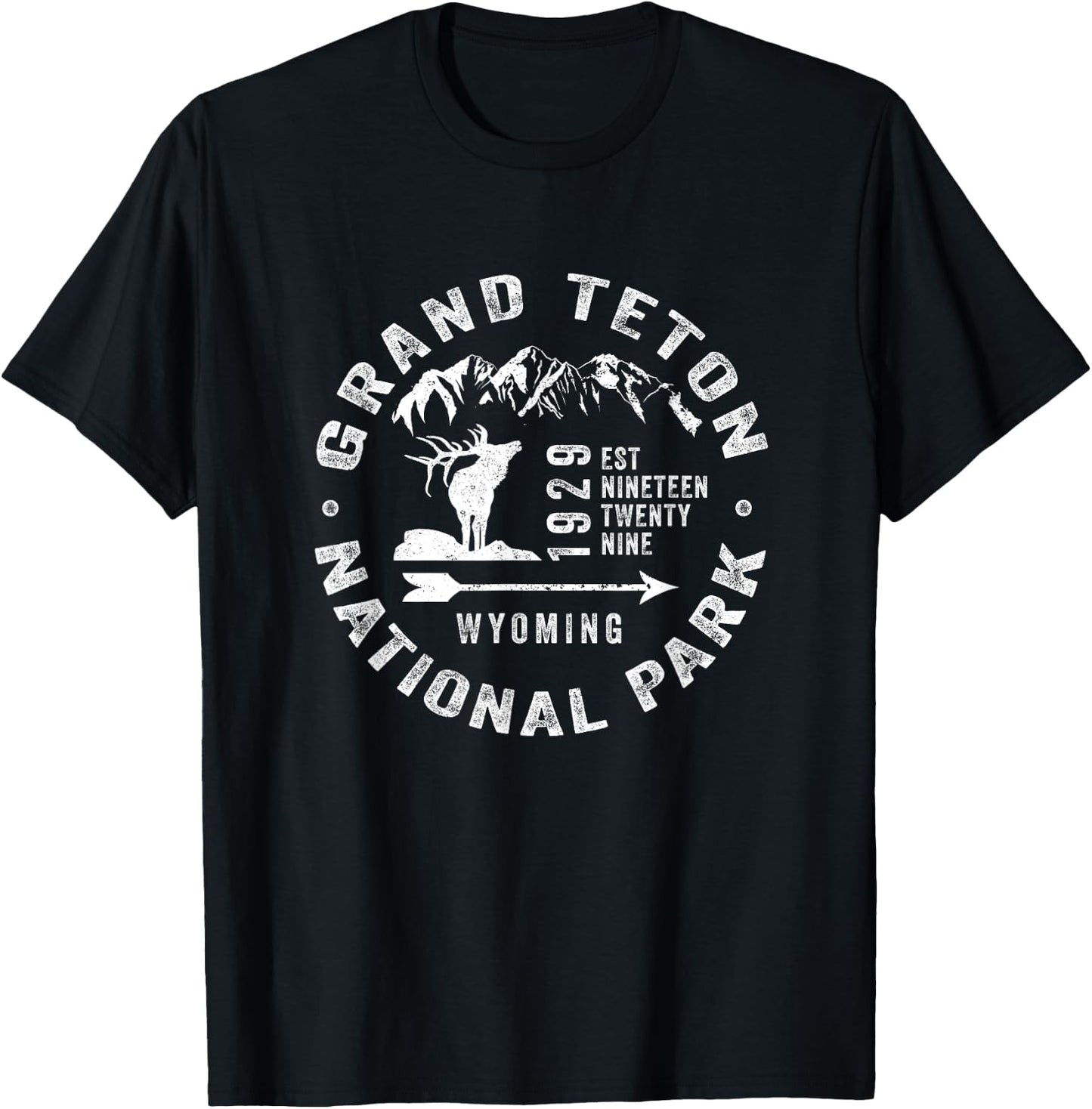 Grand Teton National Park Wyoming USA Elk Mountains Souvenir T-Shirt - T-Shirt | Black