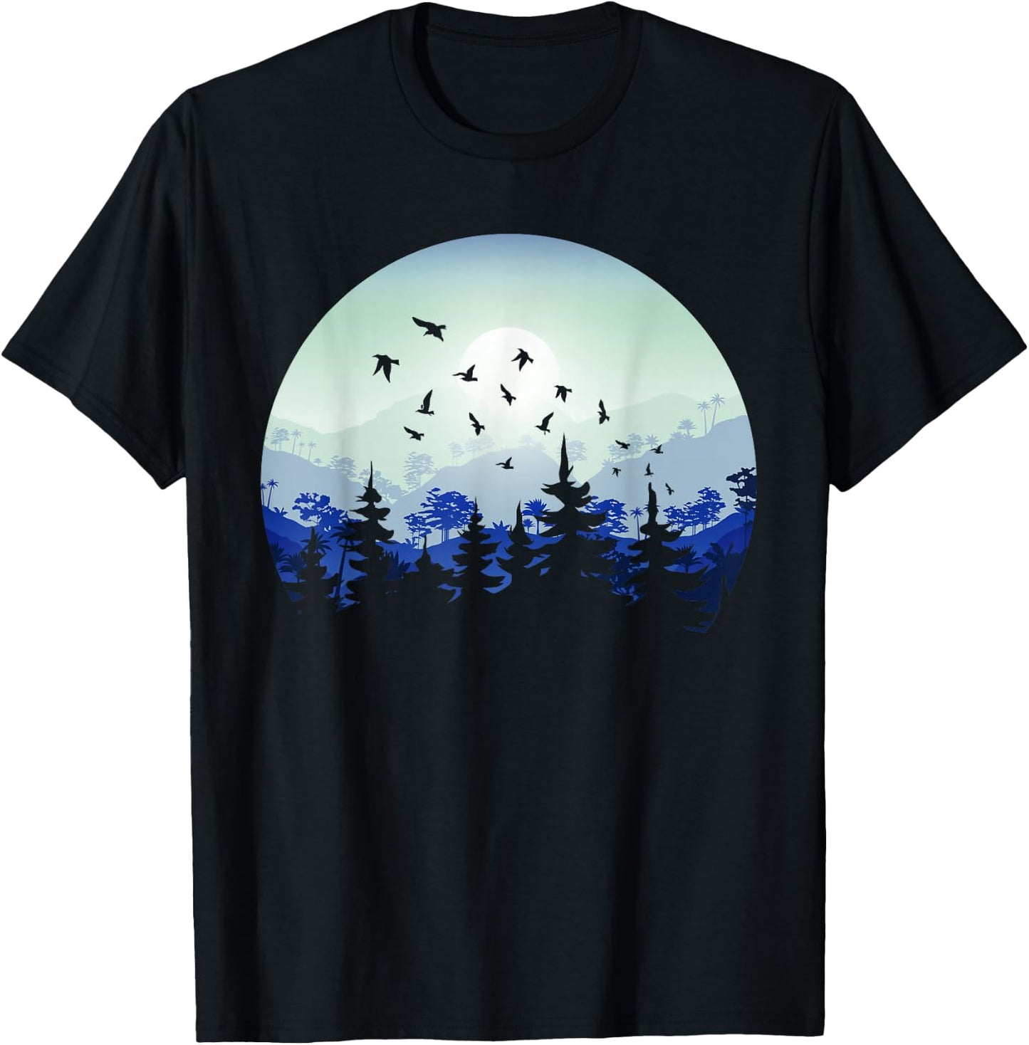 Mountain Wildlife Nature Retro Forest Gift -Adults Black Short Sleeve Classic Fit Small Nature-Themed Hiking T-Shirt - T-Shirt | Black
