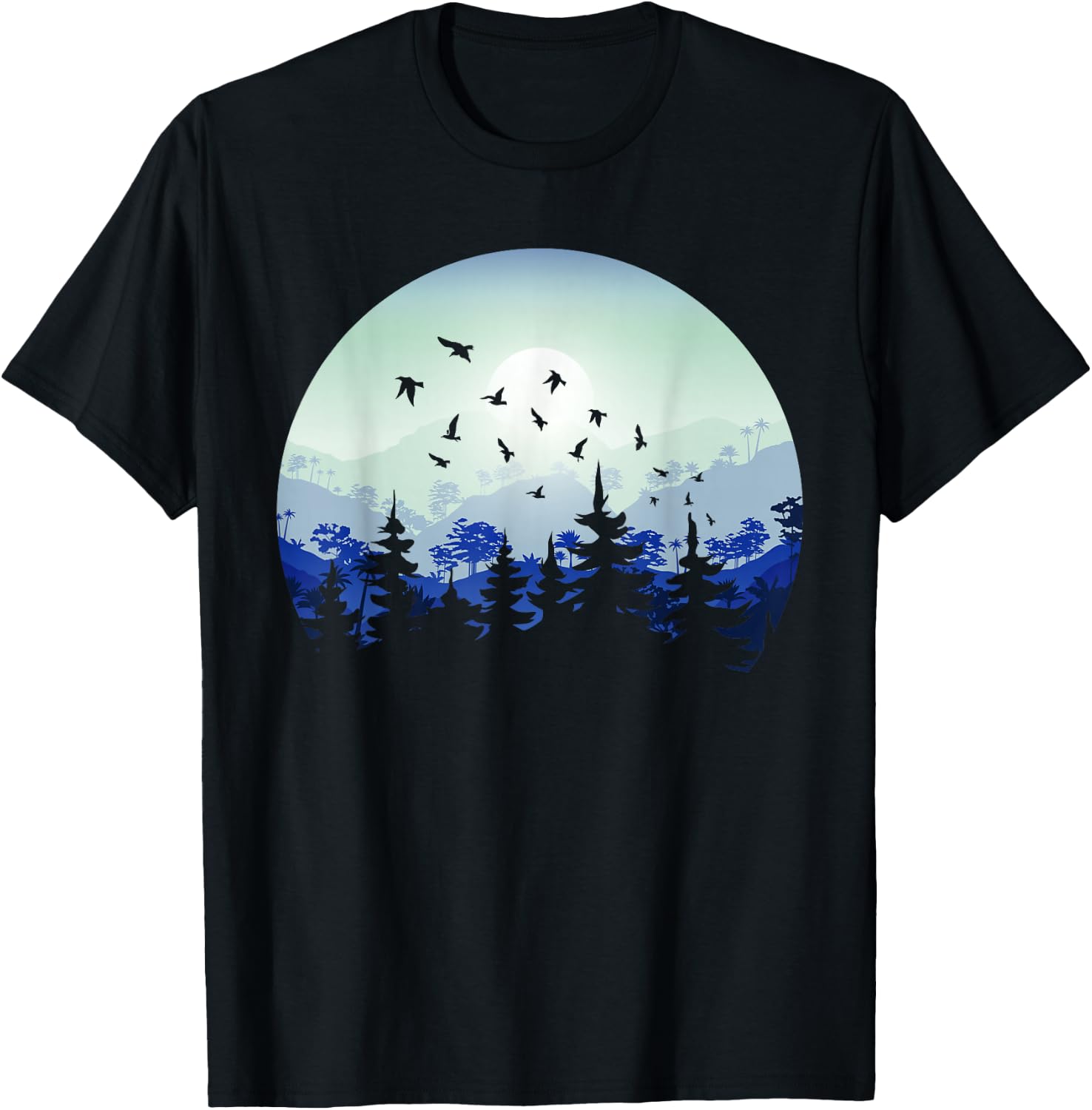 Mountain Wildlife Nature Retro Forest Gift -Adults Black Short Sleeve Classic Fit Small Nature-Themed Hiking T-Shirt - T-Shirt | Black