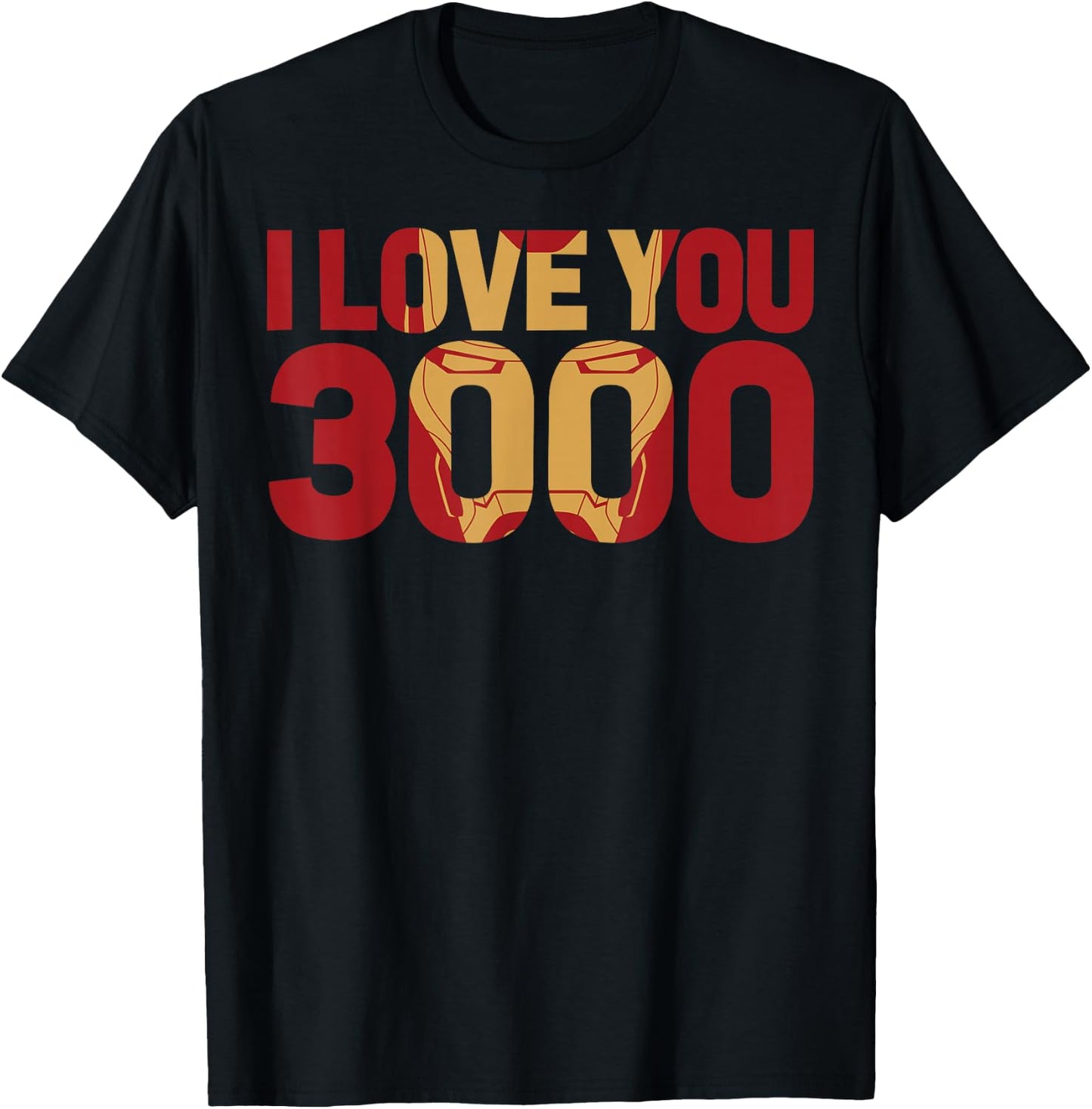 Marvel Avengers Endgame Iron Man I Love You 3000 Text Fill Small T-Shirt - T-Shirt | Black