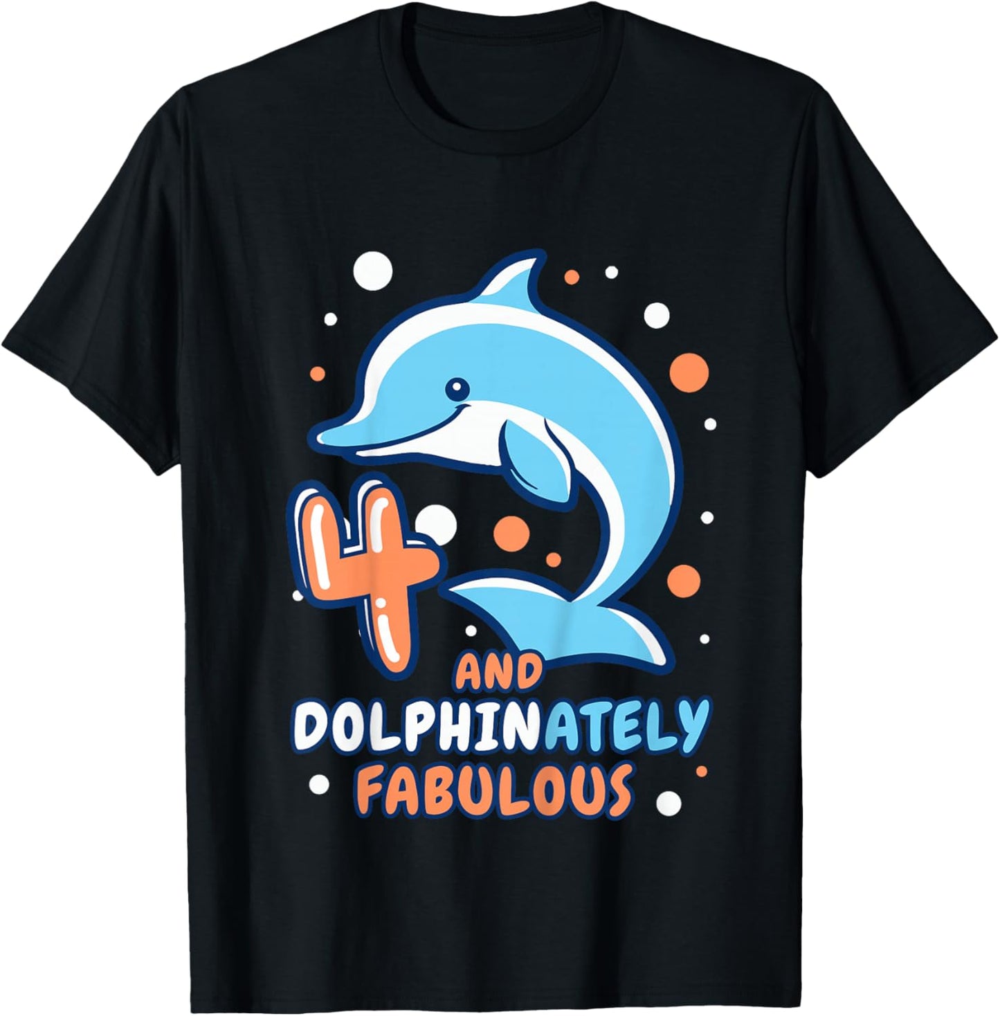 Dolphin 4th Birthday Outfit Dolphin Birthday Party Age 4 T-Shirt - T-Shirt | Black